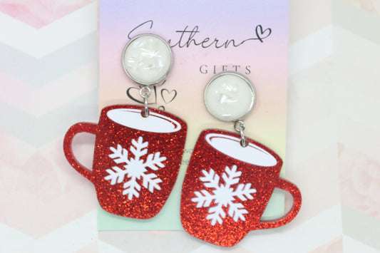 Standard Christmas Coffee Mug Statement Earrings