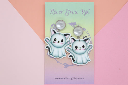 Petite Ghost Cat Earrings