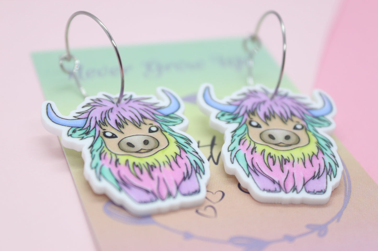 Rainbow Highland Cow Hoops