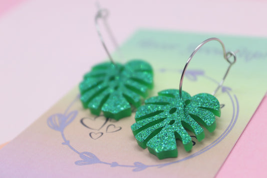 Monstera Leaf Hoops