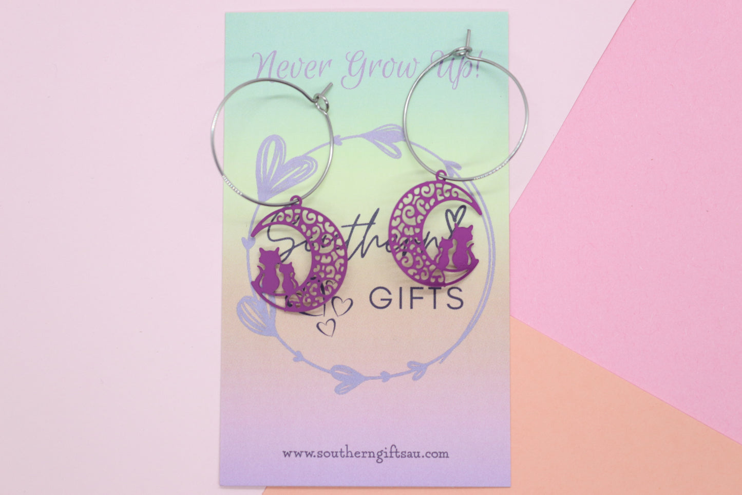 Filigree Purple Cat Hoops