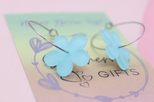 Blue Flower Hoops