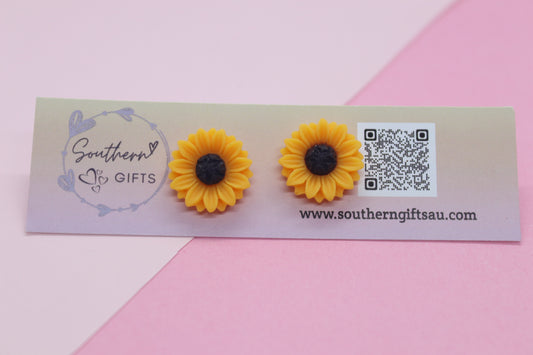 Matte Sunflower Stud Earrings