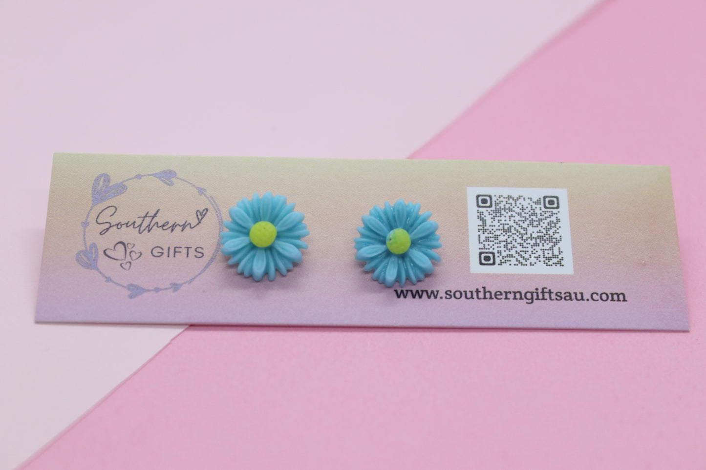 Blue Daisy Stud Earrings