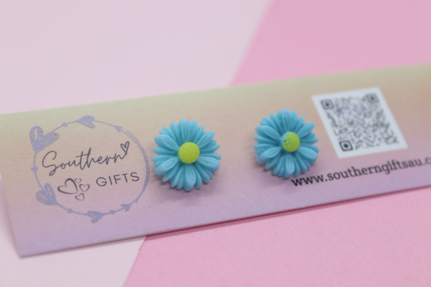 Blue Daisy Stud Earrings