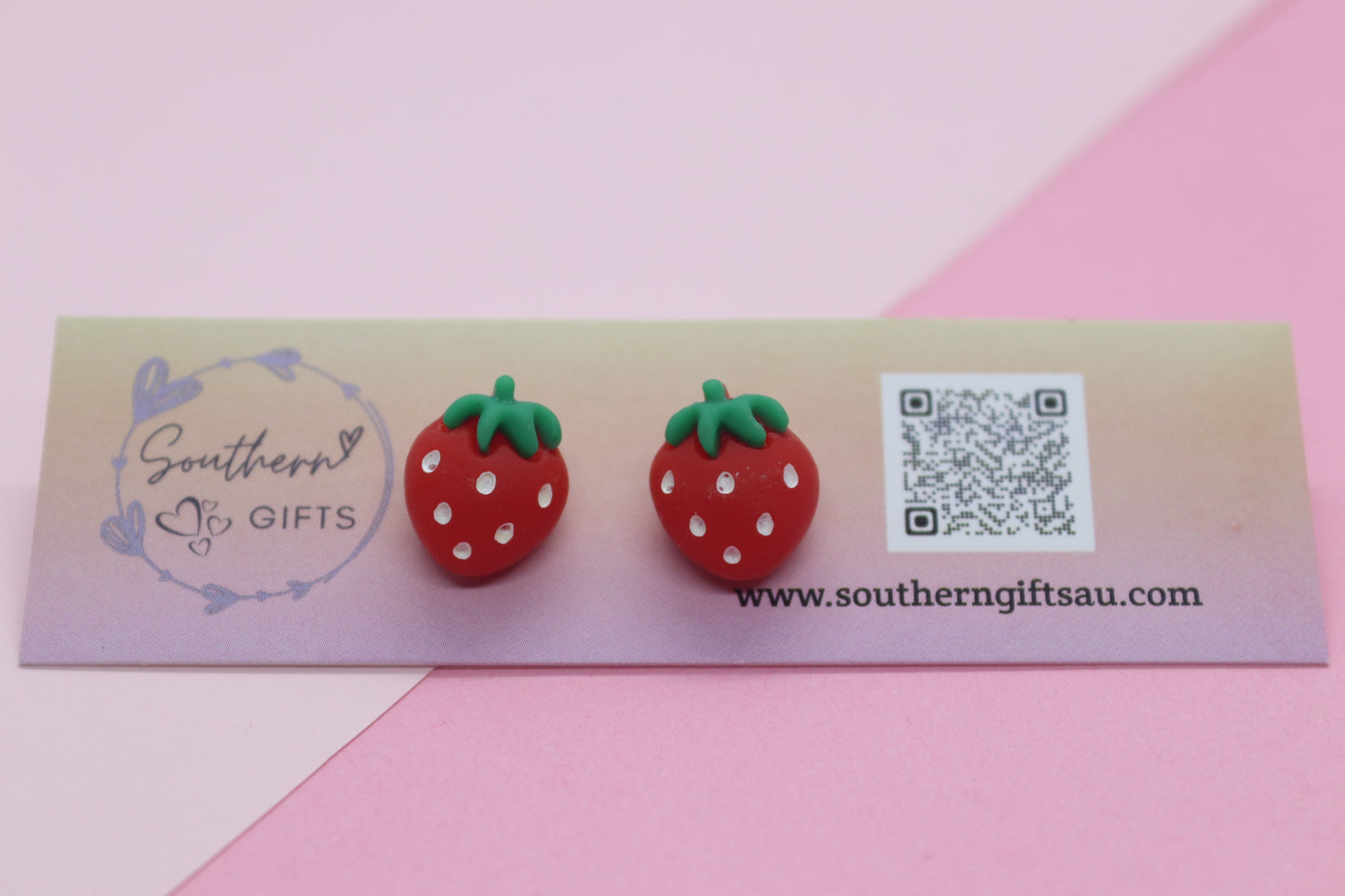 3D Strawberry Stud Earrings