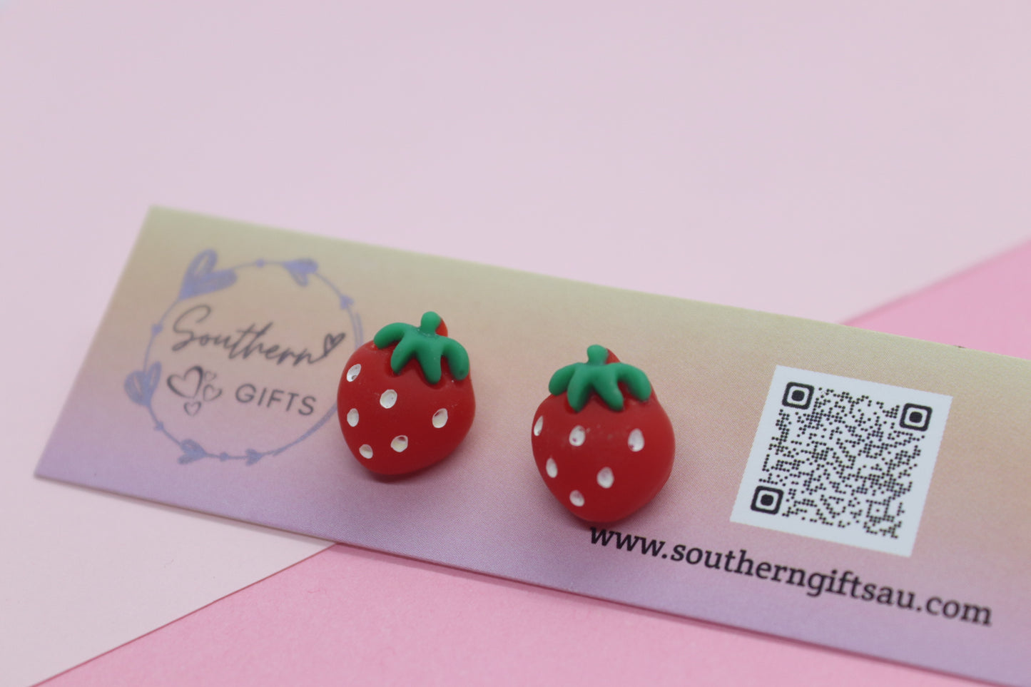 3D Strawberry Stud Earrings