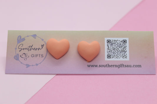 Orange Heart Stud Earrings