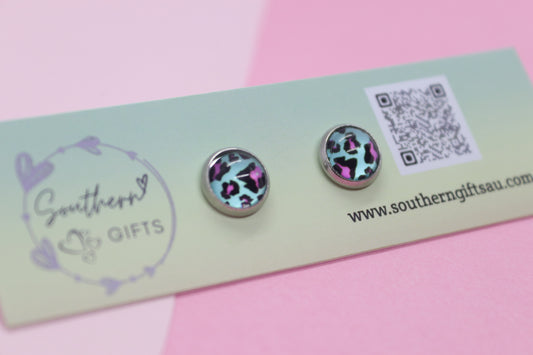 8mm Deluxe Leopard Print Stud Earrings