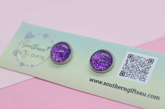 10mm Deluxe Purple Stud Earrings