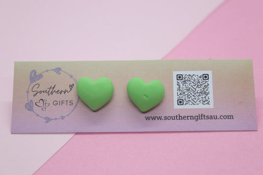 Green Heart Stud Earrings