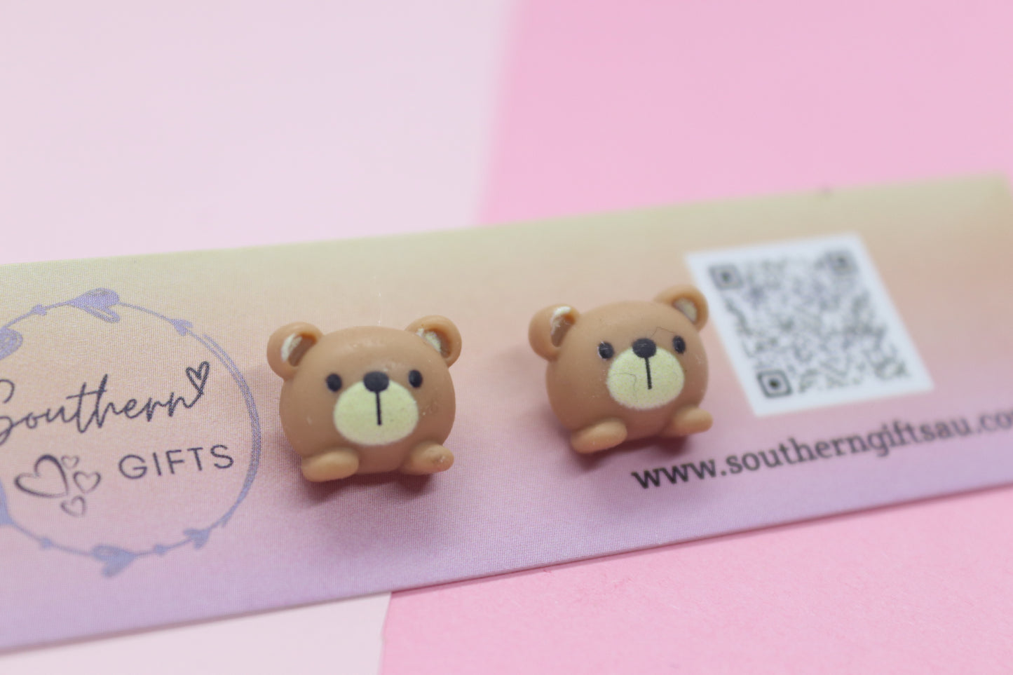 Brown Bear Stud Earrings