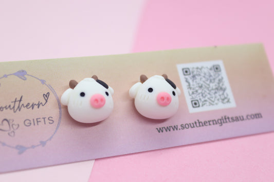 3D Cow Stud Earrings