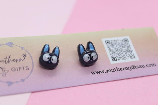 3D Black Cat Stud Earrings