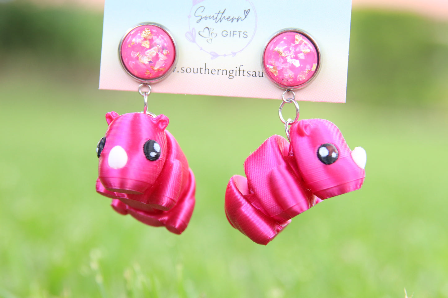 3D Rhino Earrings