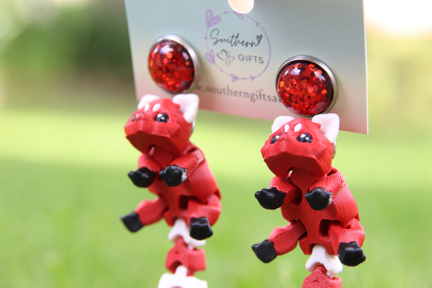 3D Red Panda Earrings