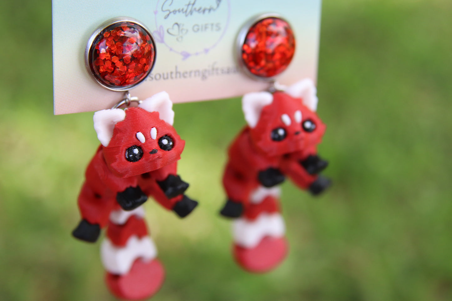 3D Red Panda Earrings