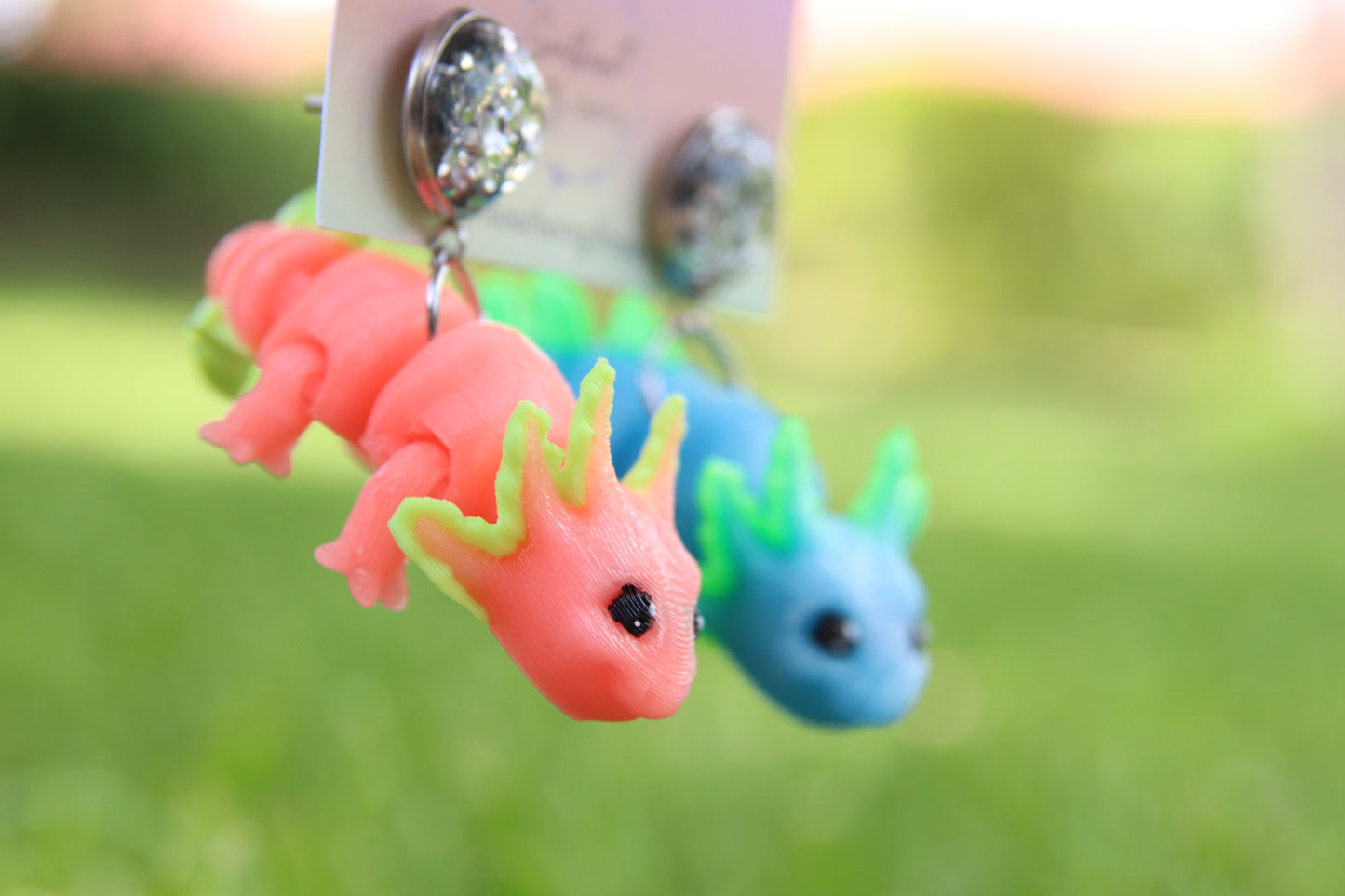 3D Axolotl Earrings - Glow In The Dark