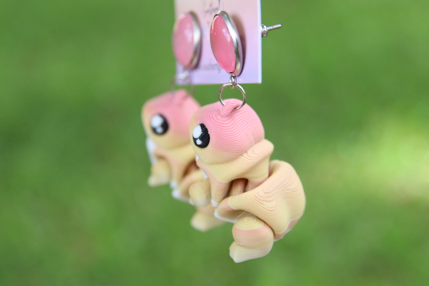 3D Pink Frog Earrings