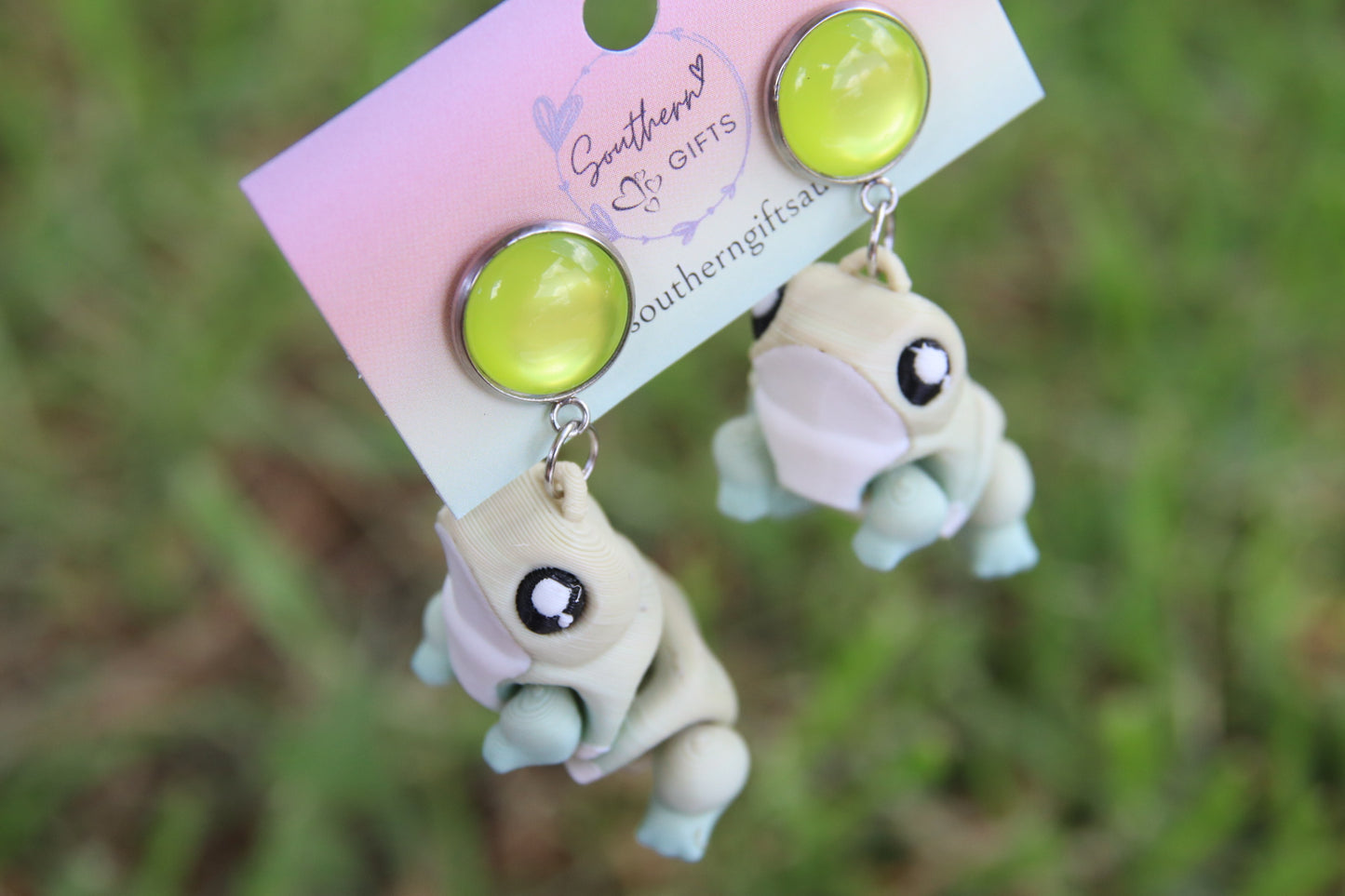 3D Pastel Frog Earrings