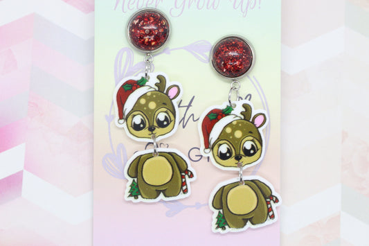 Christmas Reindeer Wobble Earrings