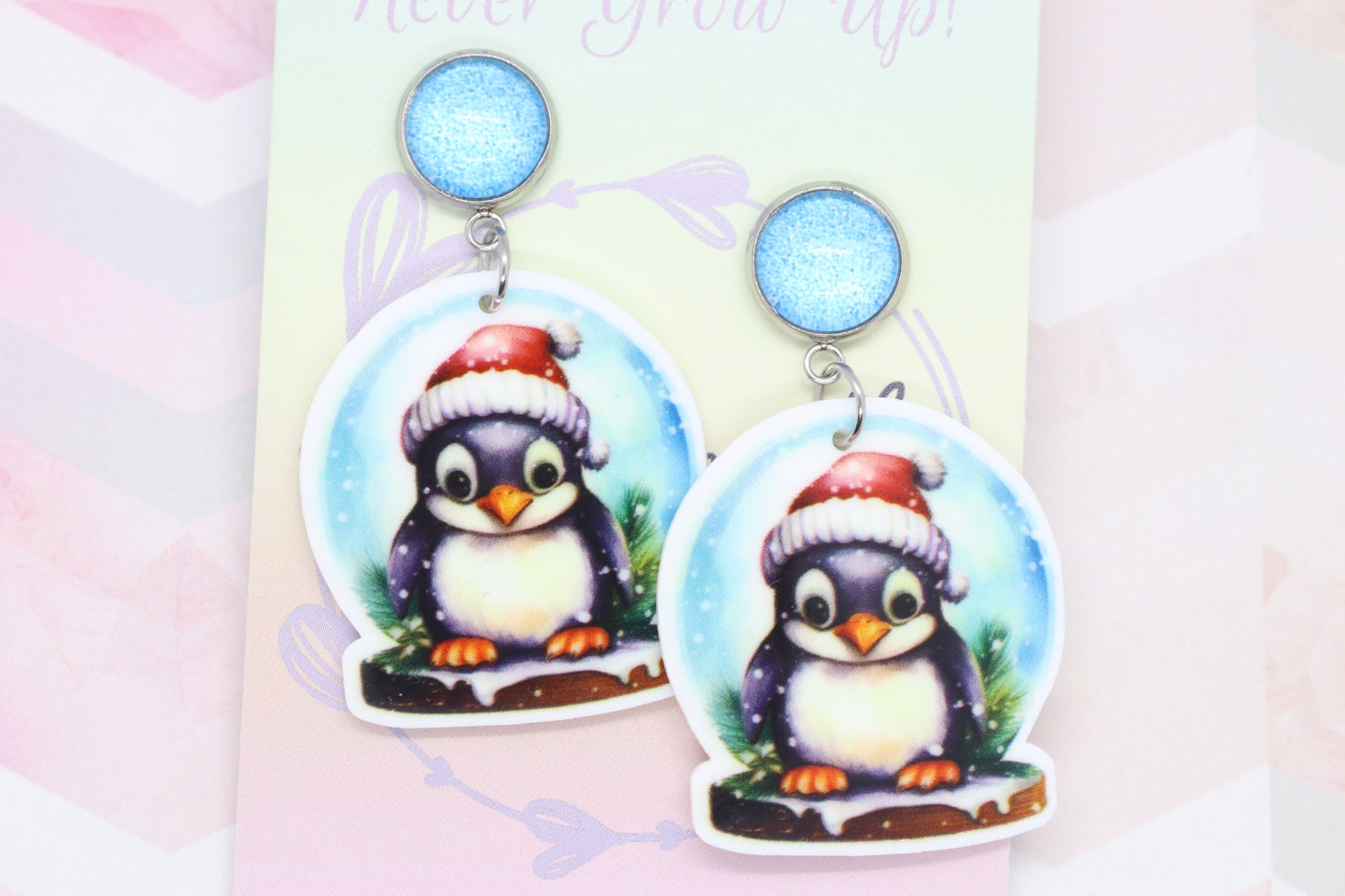 Petite Penguin Snowglobe Statement Earrings