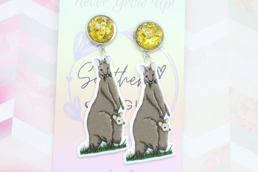 Kangaroo and Joey Standard Statement Earrings
