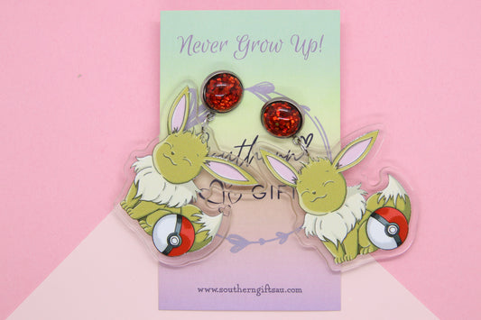 Pokemon Inspired Eevie Statement Earrings