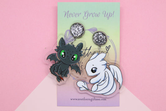 Toothless Inspired Statement Earrings