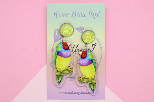 Gouldian Finch Statement Earrings