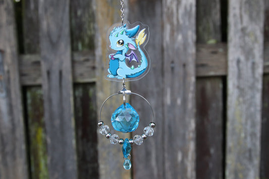 Coffee Drinking Dragon Floof Suncatcher