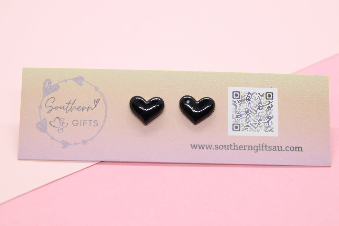 Black Heart Stud Earrings