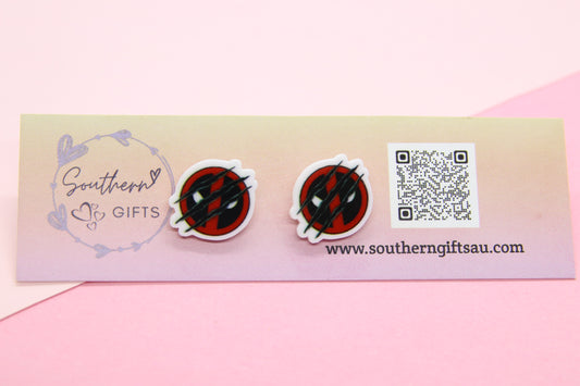 DeadPool Inspired Stud Earrings