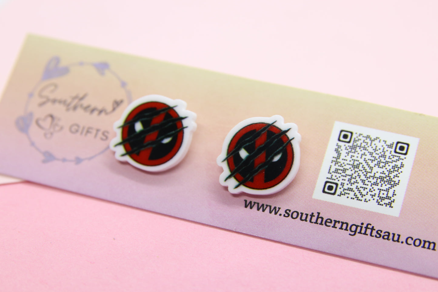 DeadPool Inspired Stud Earrings