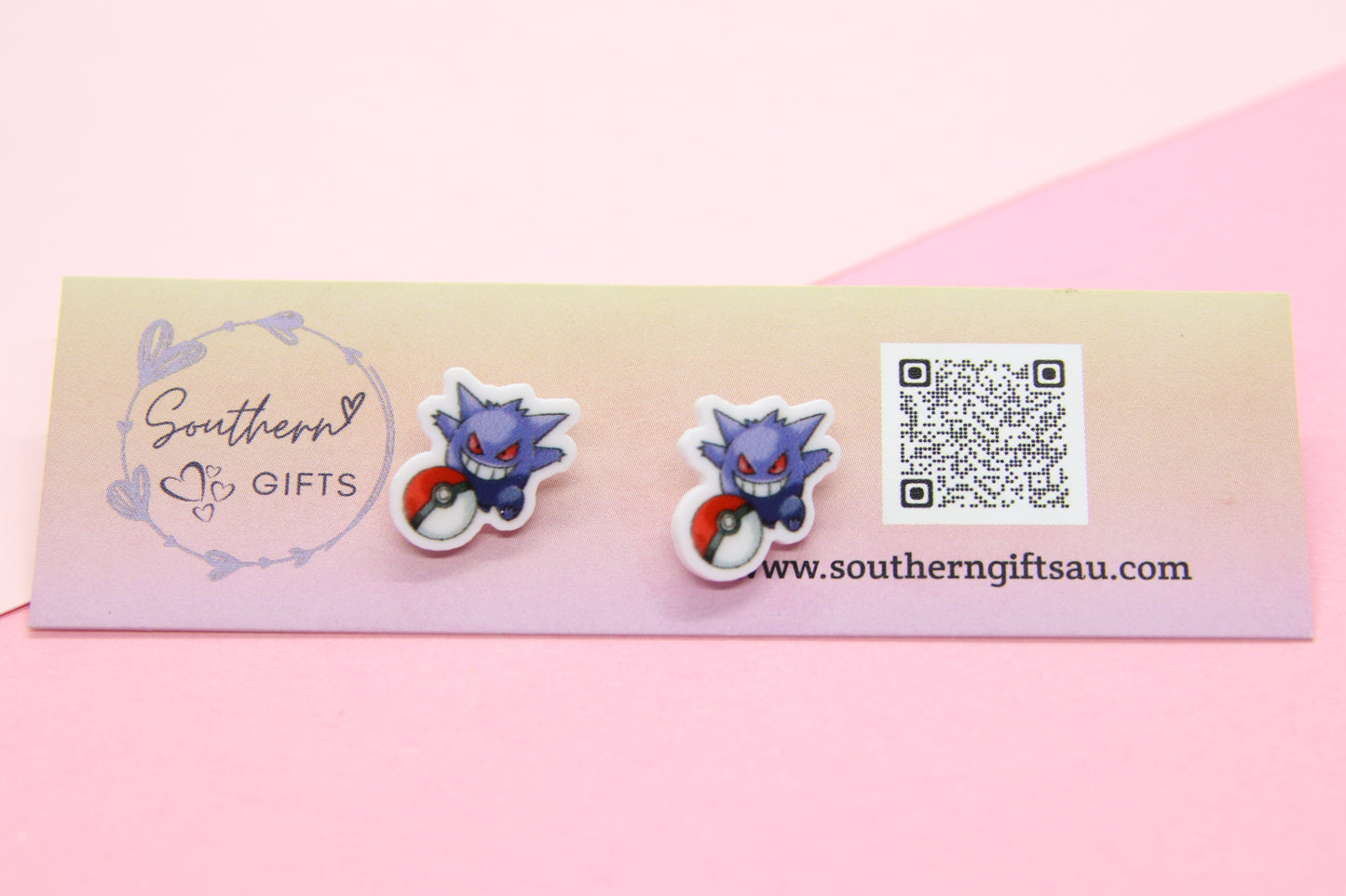 Gengar Inspired Stud Earrings