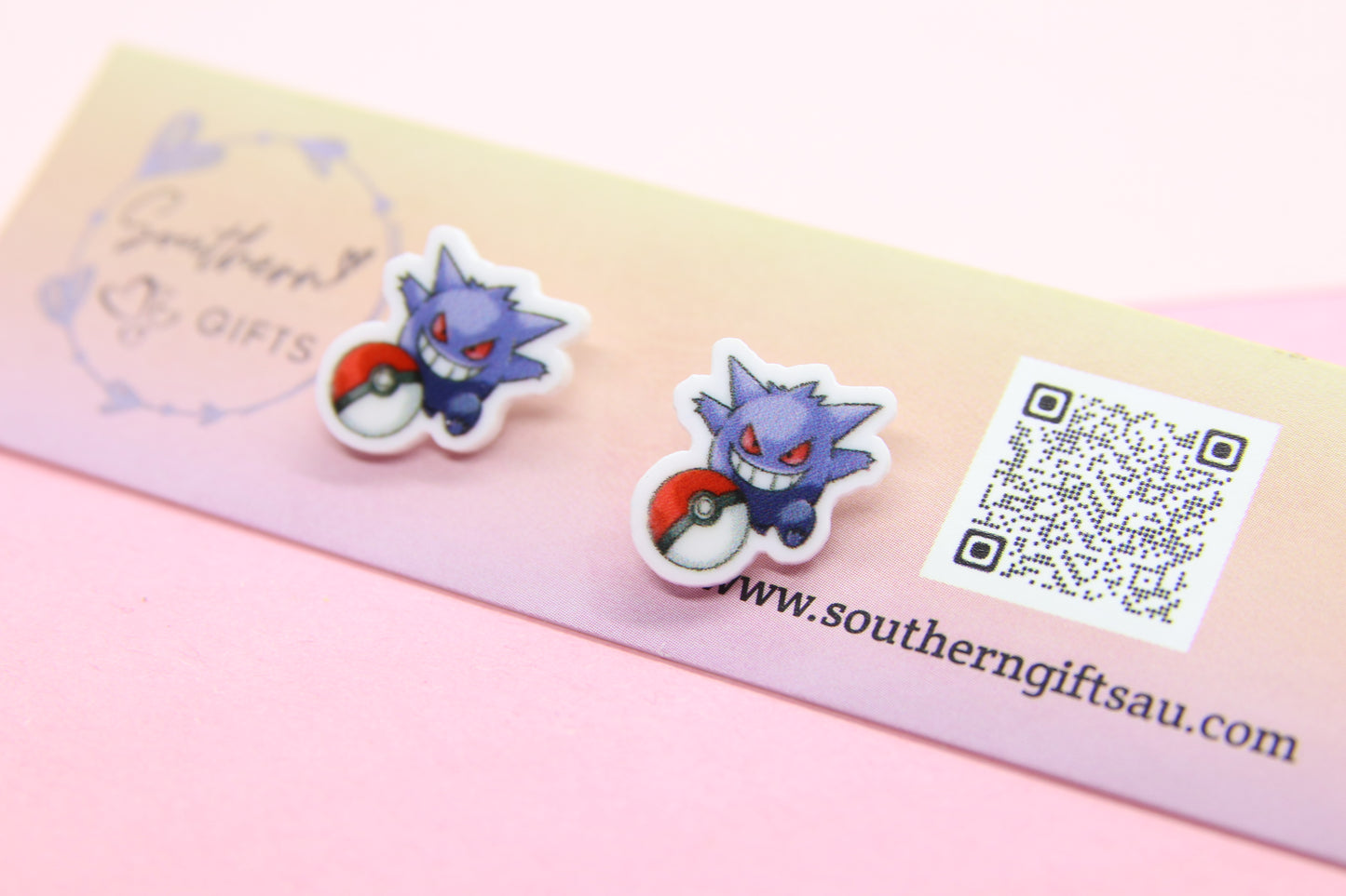 Gengar Inspired Stud Earrings