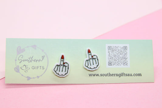 Middle Finger Stud Earrings
