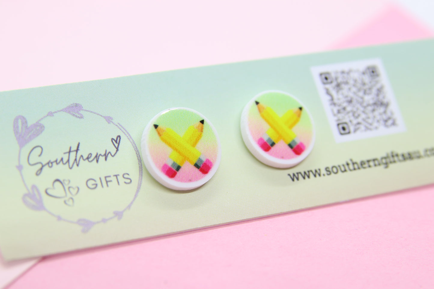 Pencil Cross Stud Earrings