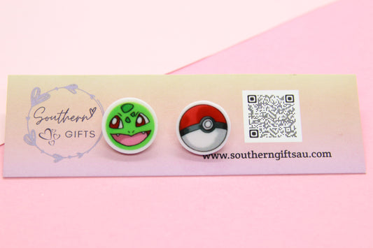 Bulbasaur Inspired Stud Earrings