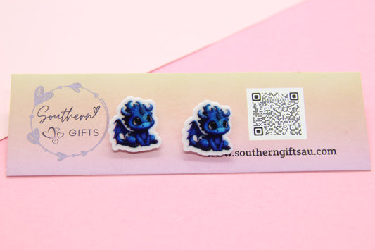 Blue Dragon Stud Earrings