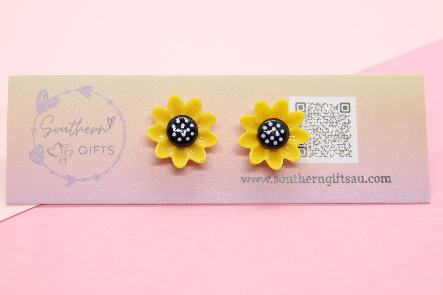 Glossy Sunflower Stud Earrings