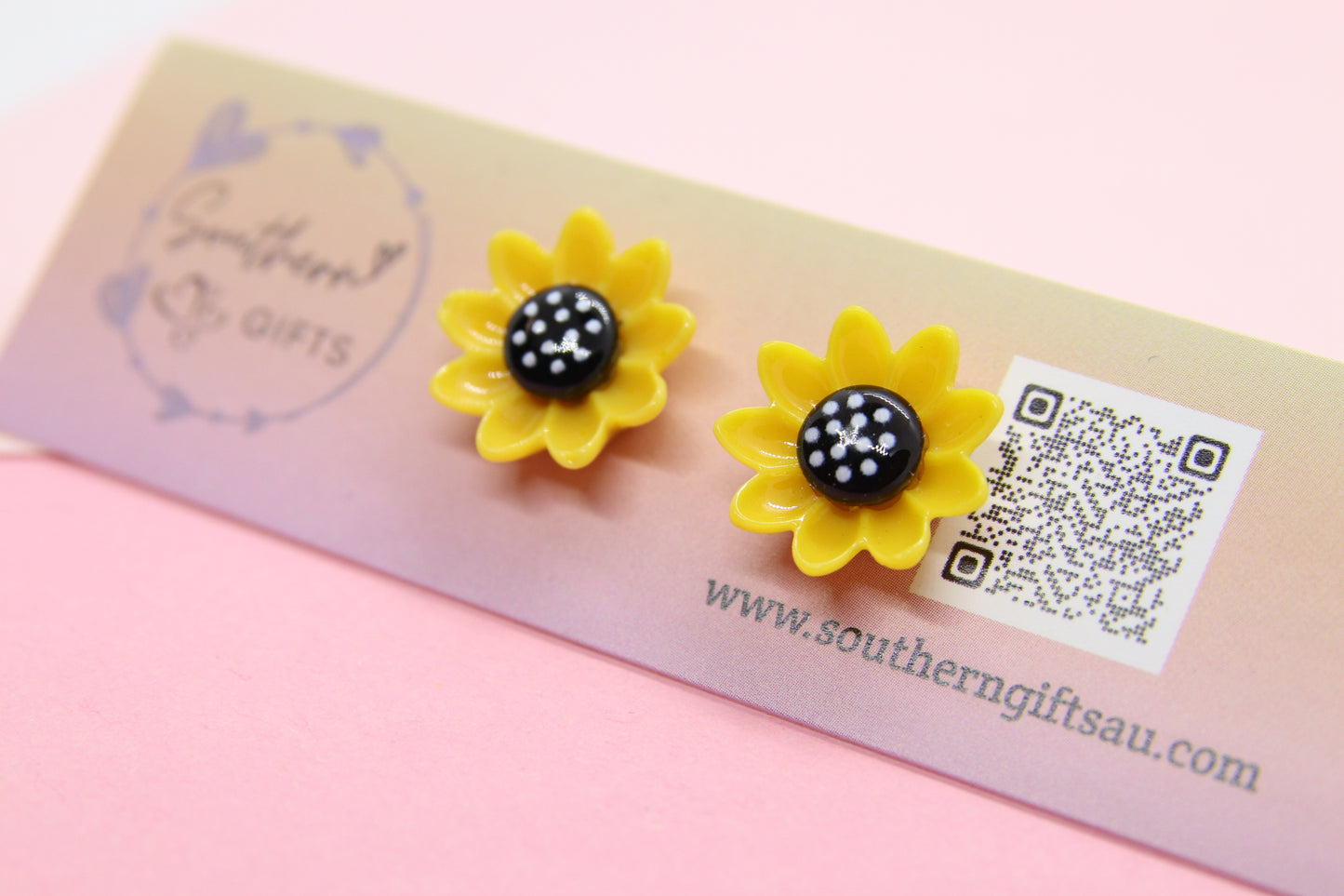 Glossy Sunflower Stud Earrings