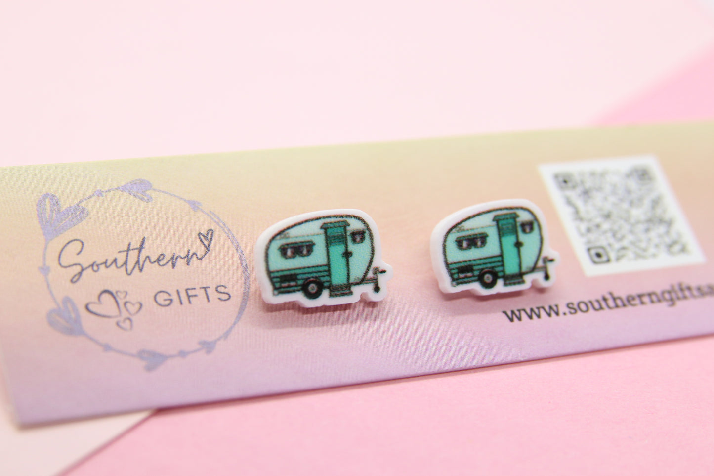 Green Caravan Stud Earrings