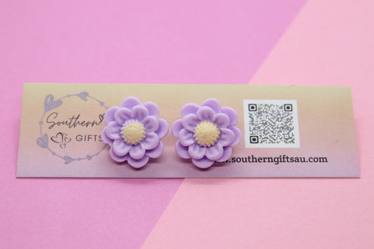 Purple Flower Stud Earrings