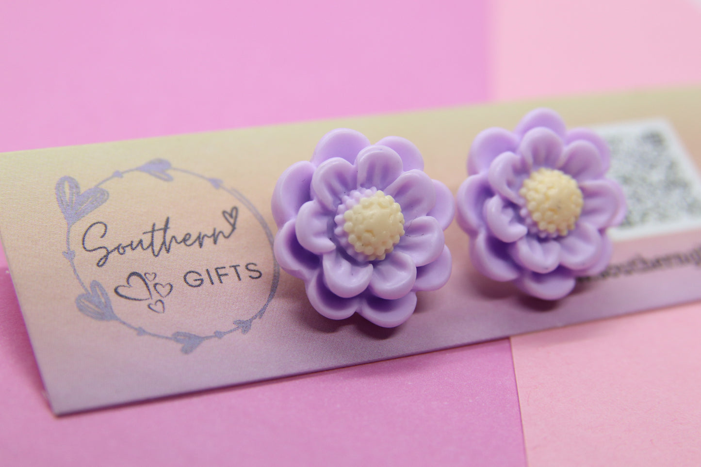 Purple Flower Stud Earrings