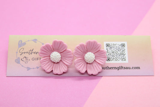 Light Pink Flower Stud Earrings