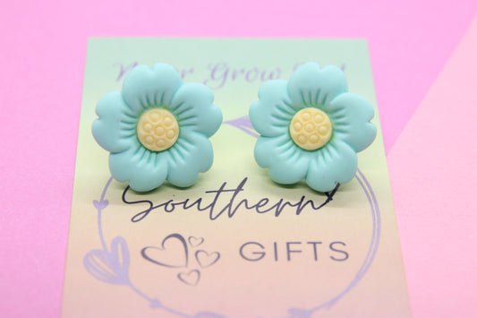 Blue Flower Stud Earrings