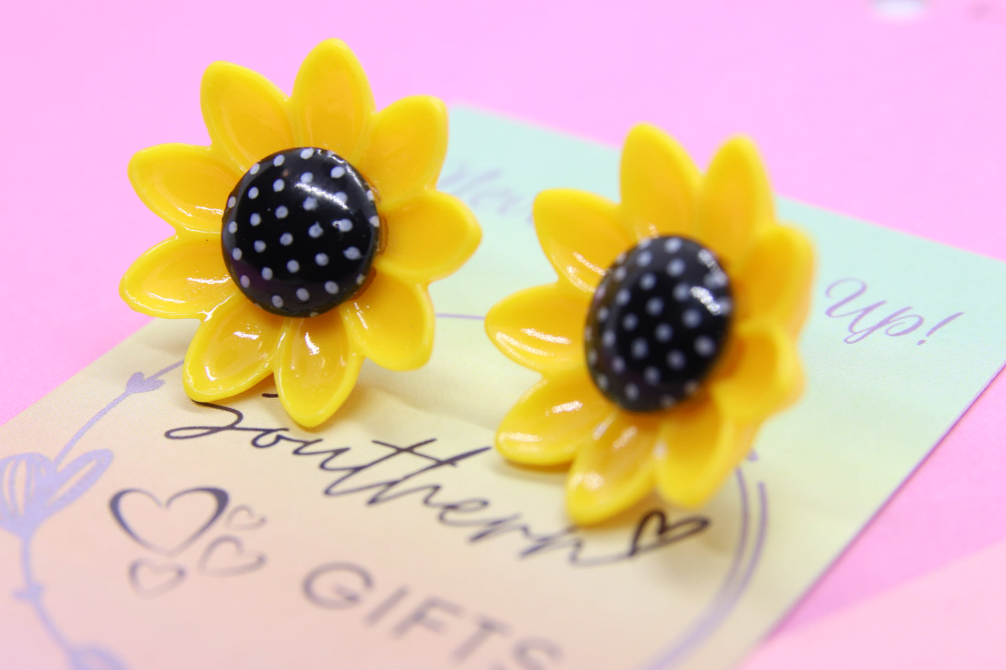 Glossy Sunflower Stud Earrings