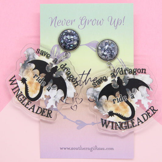 Save A Dragon, Ride A Wingleader Earrings