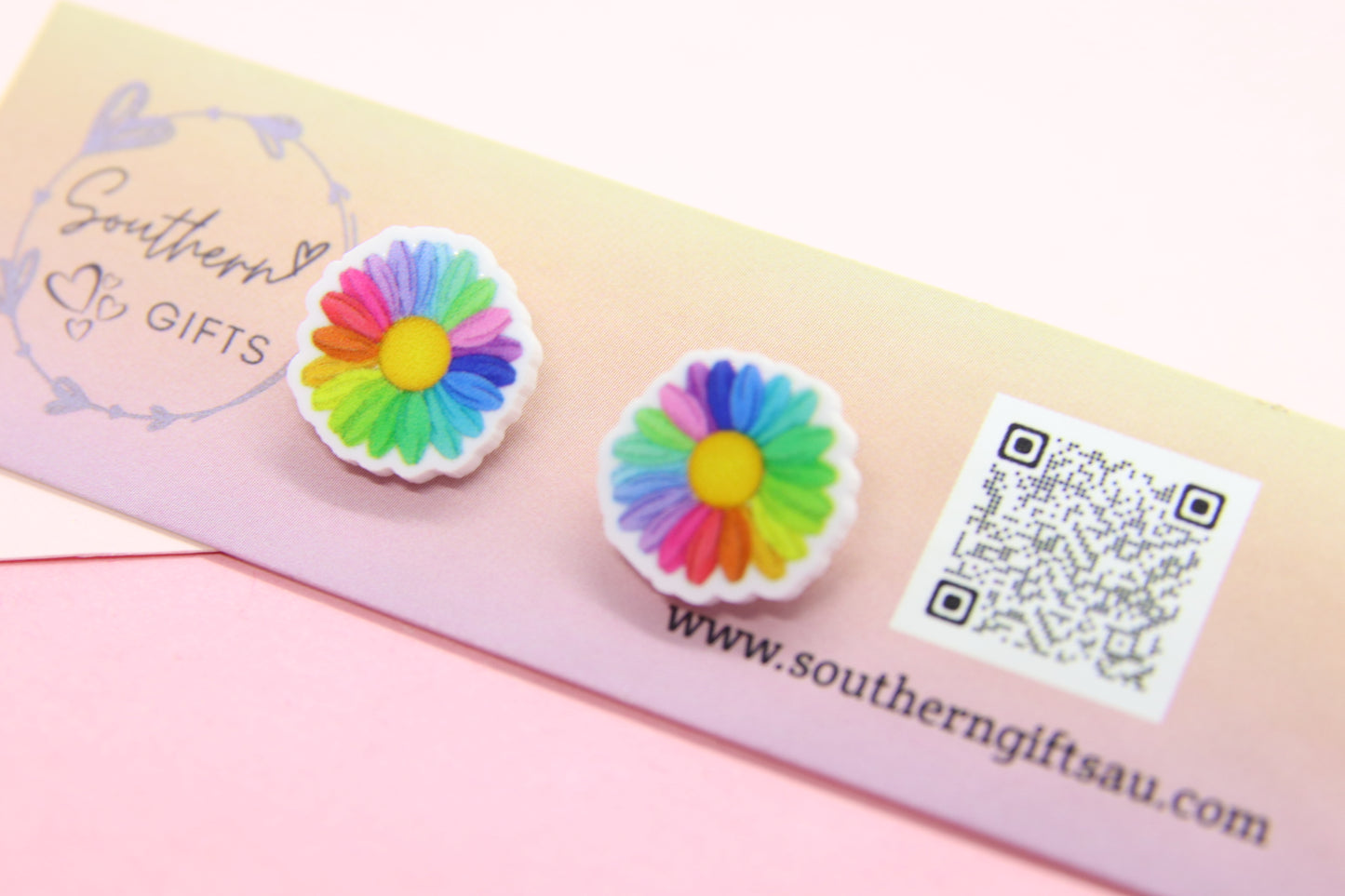 Rainbow Daisy Stud Earrings